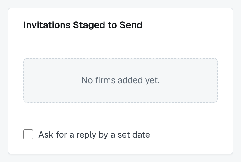 The Invitations Staged to Send panel, with the reply-by option