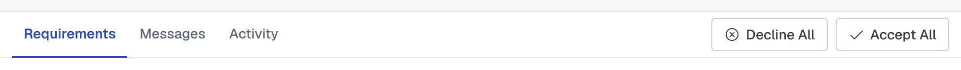 Decline All and Accept All side by side at the right-hand end of the Requirements tab row