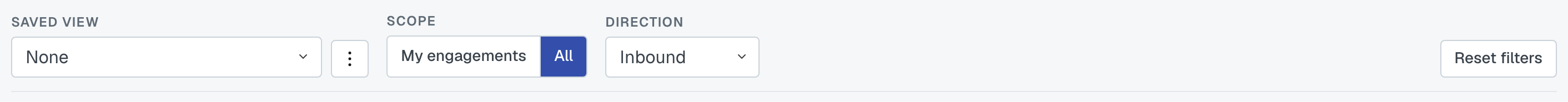 The Scope buttons above the Received list, with Reset filters beside them