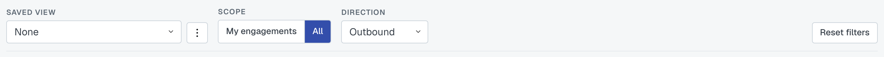 The toolbar above the grid: the Scope buttons and the Reset filters button, live because a filter is set