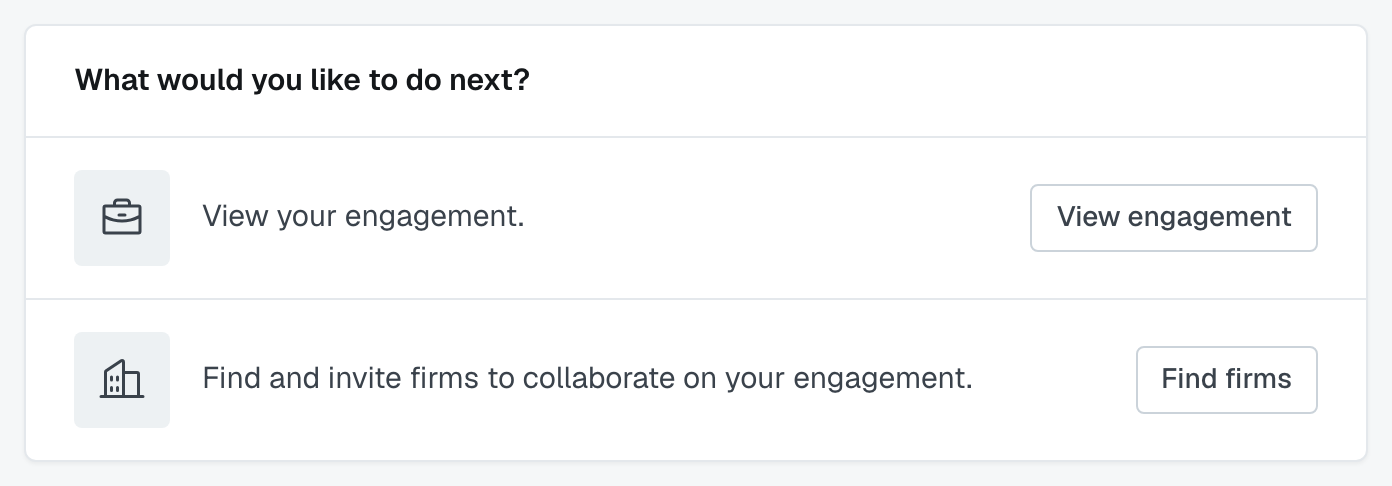 The confirmation page after launching