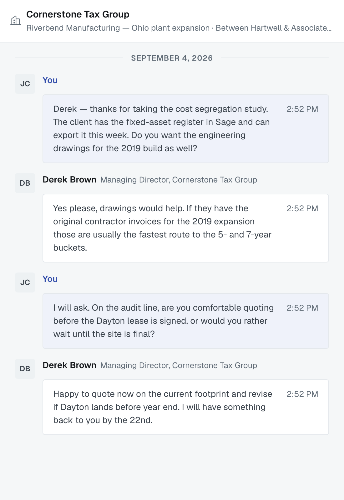 A conversation open in the reading pane, with the reply box