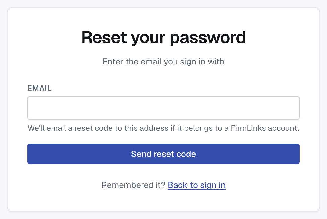 Requesting a reset code