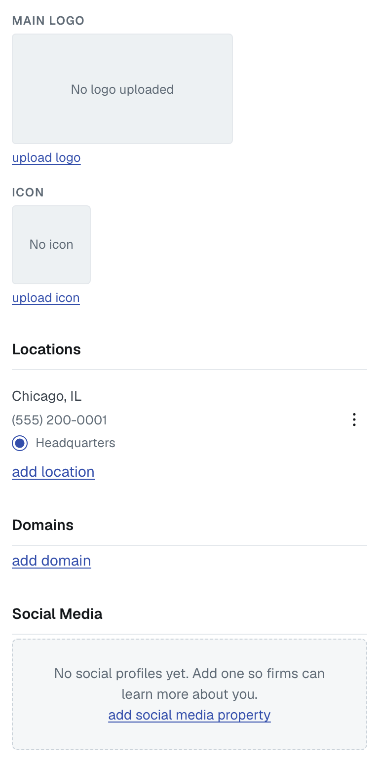 Logo, locations and domains