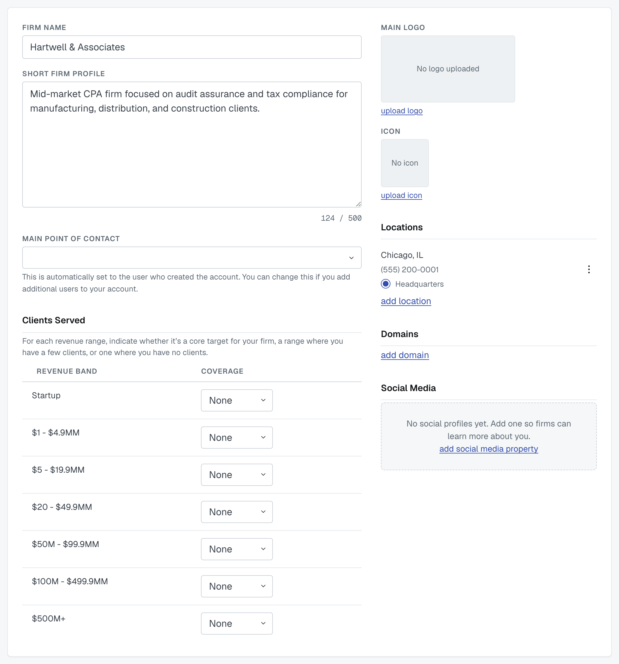 The same form in Settings