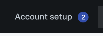 The setup badge in the top bar