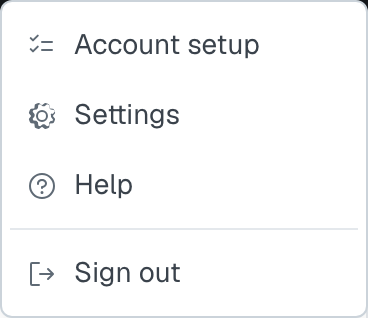 The account menu