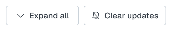 The Open engagements card header: Expand all, and the Clear updates button beside it