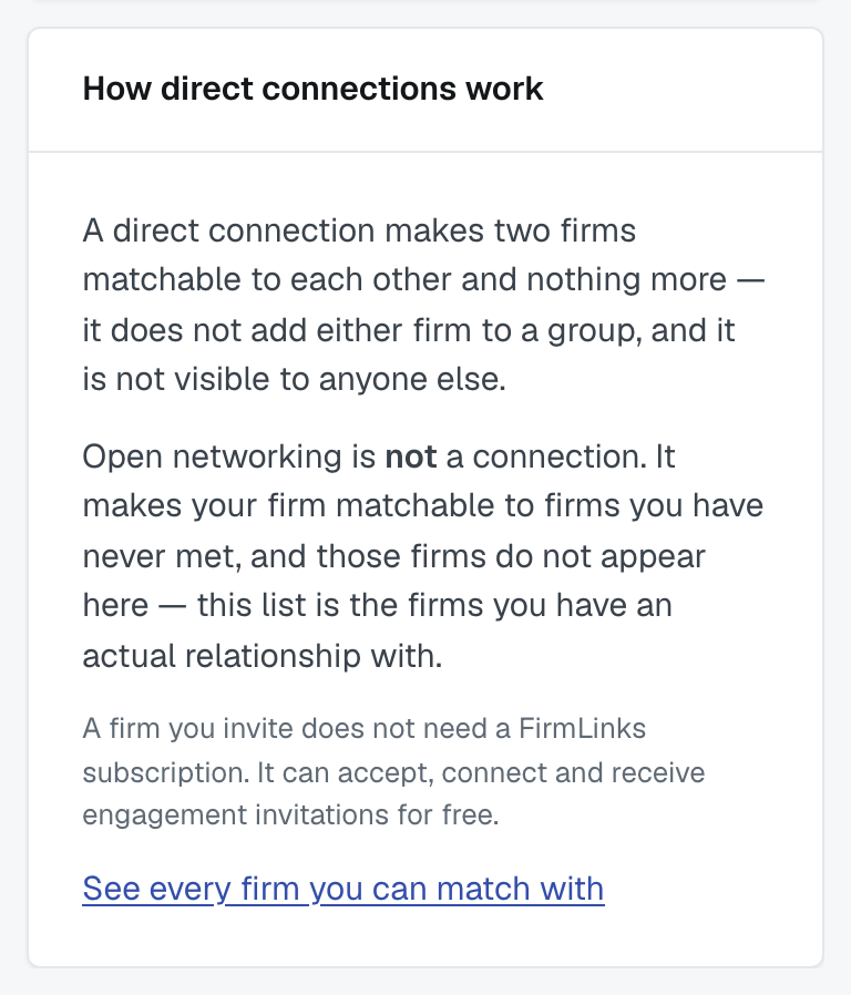 Inviting a firm to connect