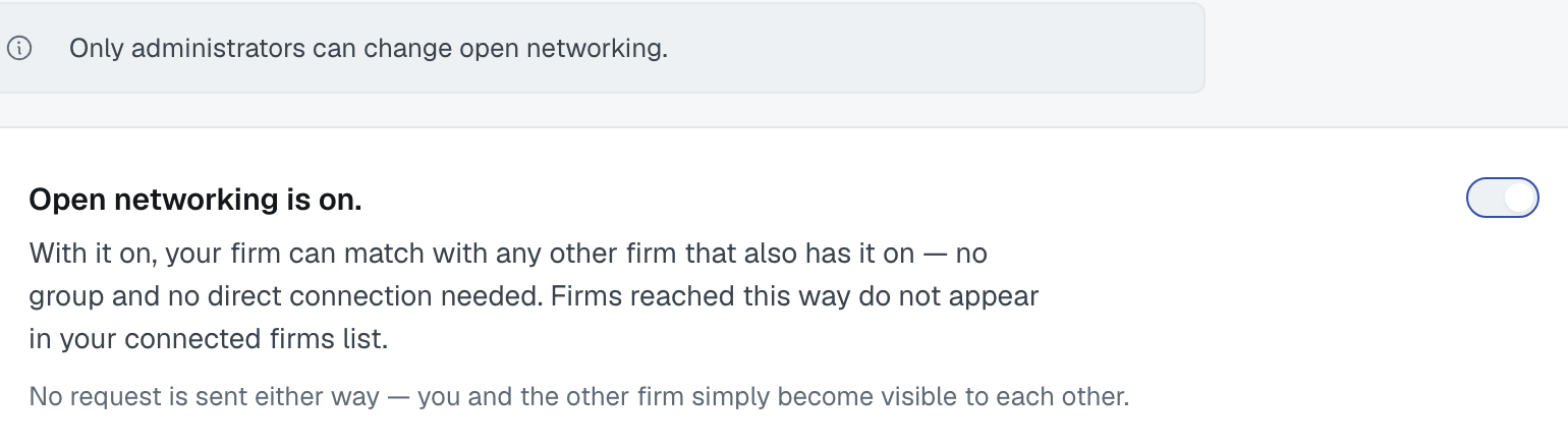 The same screen for somebody who is not an administrator: the switch greyed out, with the sentence saying only administrators can change it